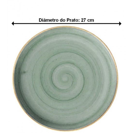 Prato Raso 27cm Cerâmica Corona Caoba Azul